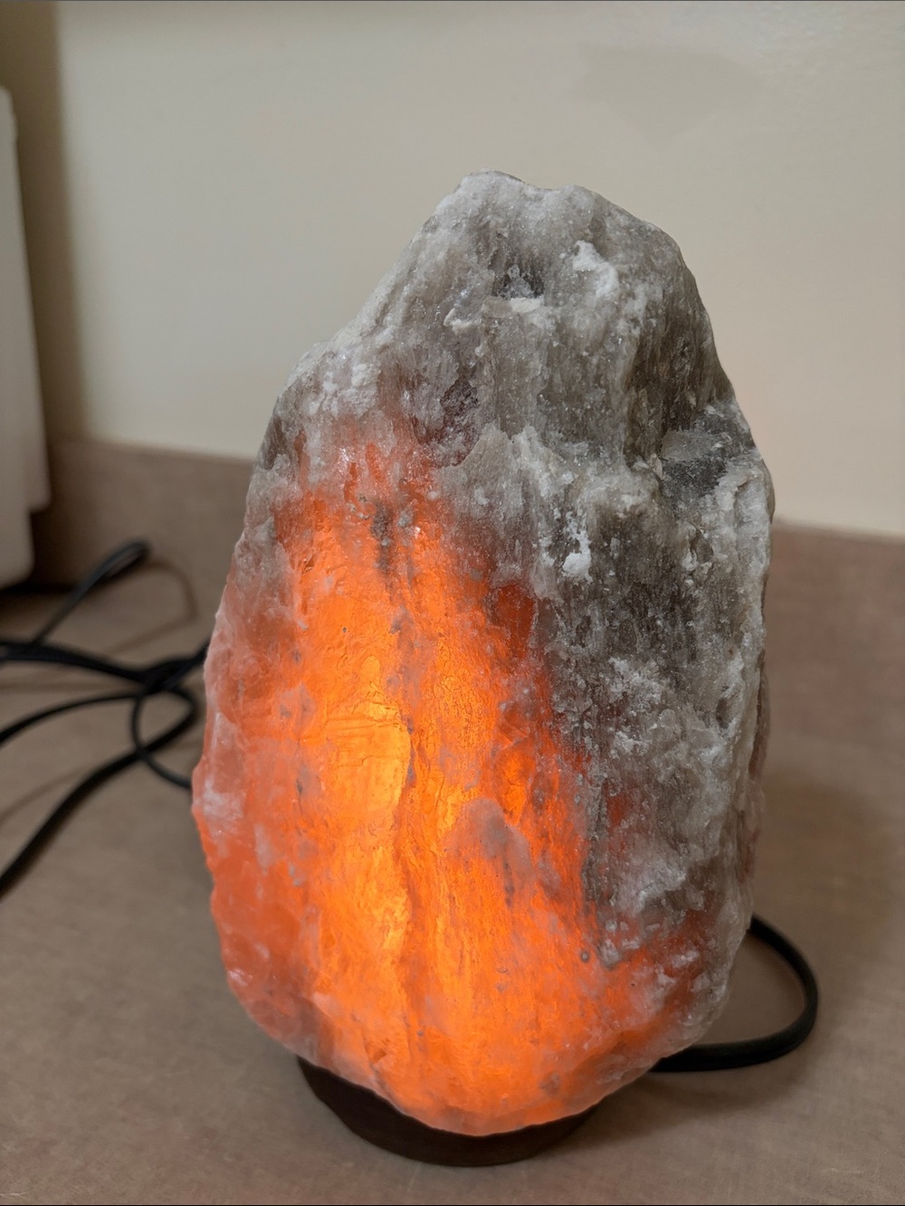 Natural Himalayan Salt Lamp - Glowing Orange and White Crystal
